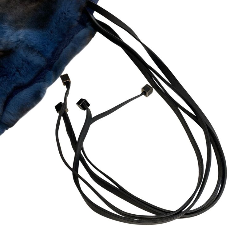 Fendi Ori Rug Silk Mohair Muffler Navy Scarf