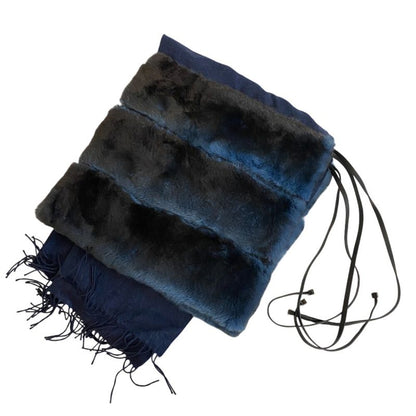 Fendi Ori Rug Silk Mohair Muffler Navy Scarf