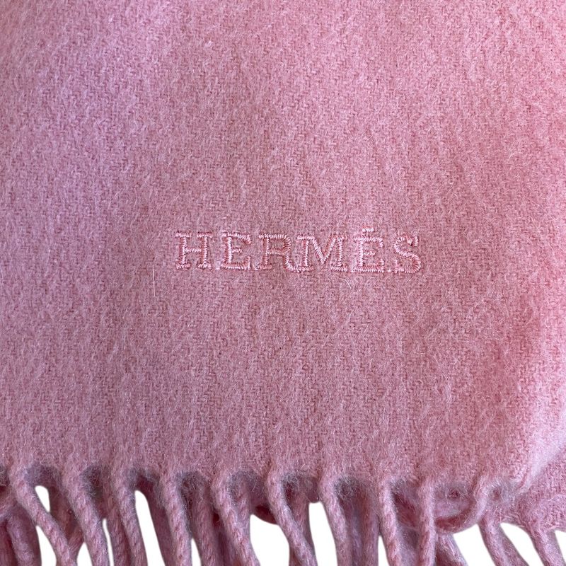 Hermes Large Fringe Muffler Shawl Scarf