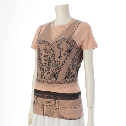 Dior Galliano Era Print Corset Denim Transfer Short Sleeve T-Shirt Logo
