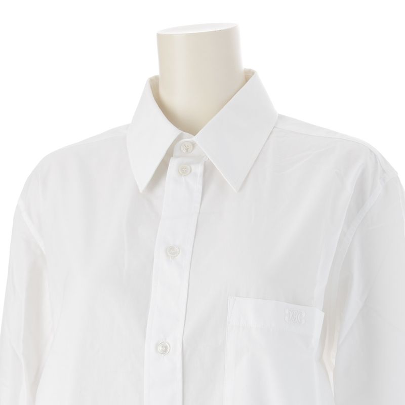 Celine Cotton Poplin Triomphe Embroidery Loose Dress Long Sleeve Shirt