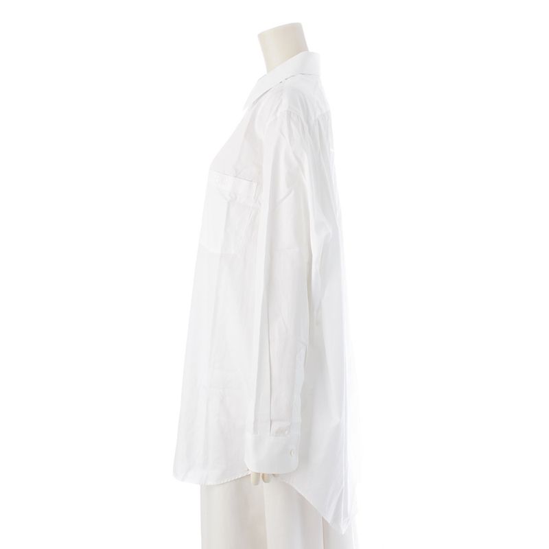 Celine Cotton Poplin Triomphe Embroidery Loose Dress Long Sleeve Shirt