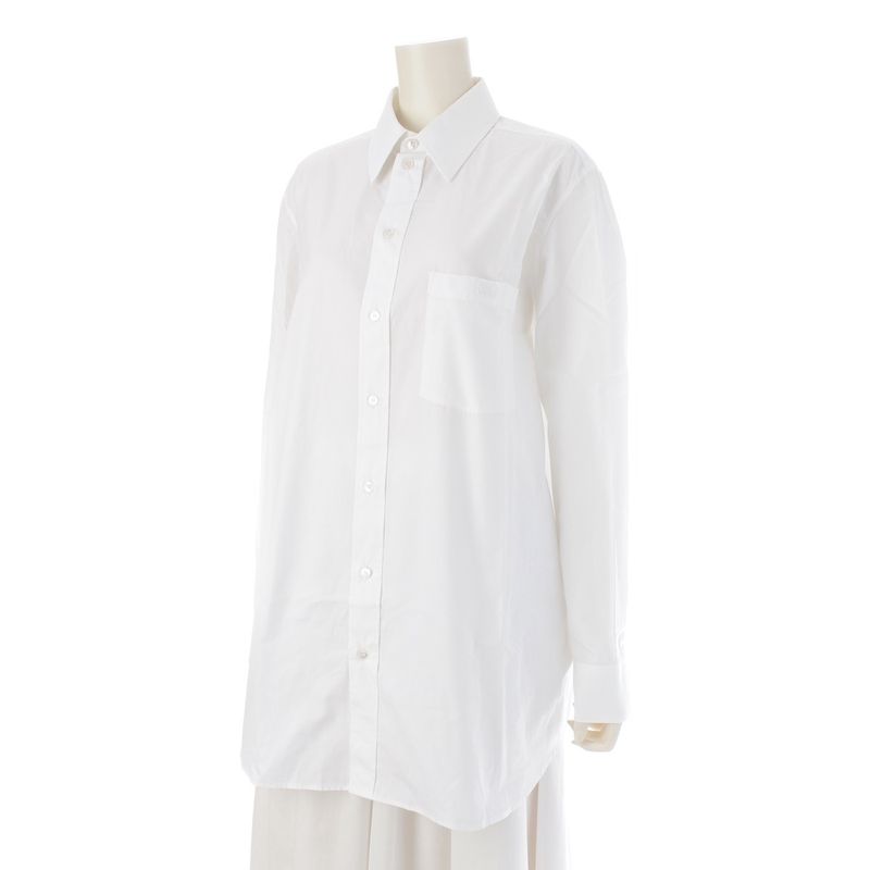 Celine Cotton Poplin Triomphe Embroidery Loose Dress Long Sleeve Shirt