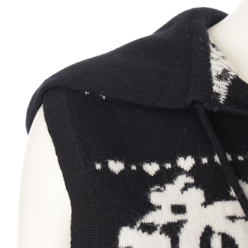 Chanel Cashmere Cotton CC Logo Clover Hooded Knit Vest Hoodie Top