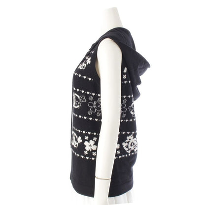 Chanel Cashmere Cotton CC Logo Clover Hooded Knit Vest Hoodie Top