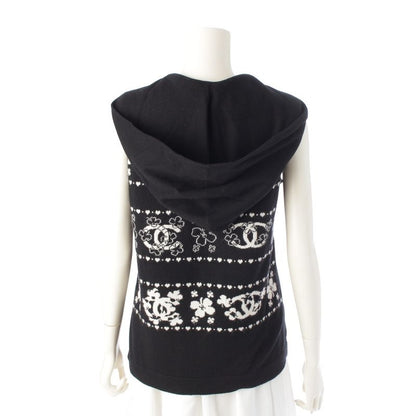 Chanel Cashmere Cotton CC Logo Clover Hooded Knit Vest Hoodie Top