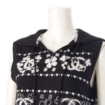 Chanel Cashmere Cotton CC Logo Clover Hooded Knit Vest Hoodie Top