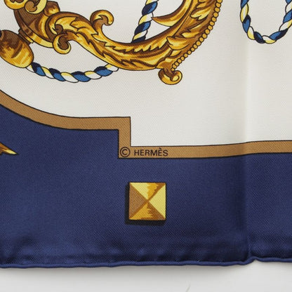Hermes Silk Carre 90 les Cles Key Scarf Blue