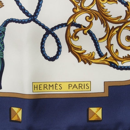 Hermes Silk Carre 90 les Cles Key Scarf Blue