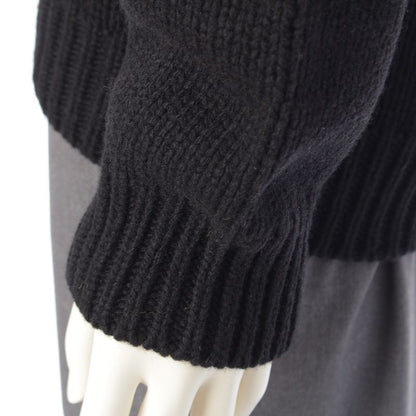Prada Wool Triangle Logo Logege V-neck Sweater Knit Long Sleeve Top Black