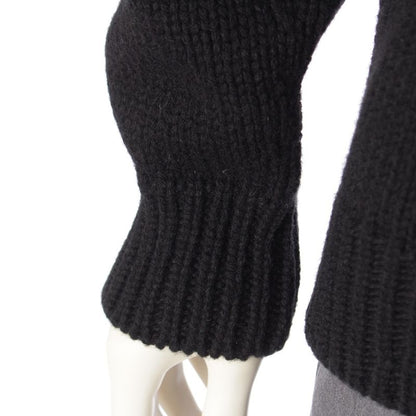 Prada Wool Triangle Logo Logege V-neck Sweater Knit Long Sleeve Top Black