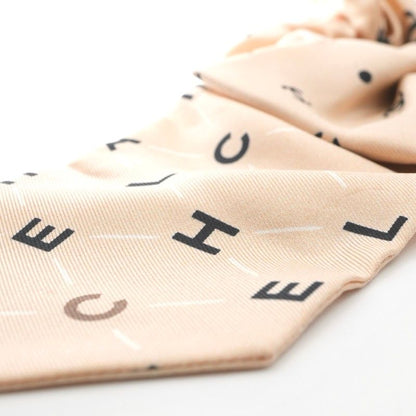 Chanel Hair Silk Beige CC Logo Ribbon Scrunchie Tie