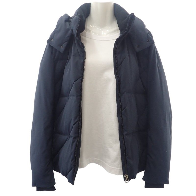 Hermes Toundra Puffer Coat M Down Jacket Nylon Polyester Navy