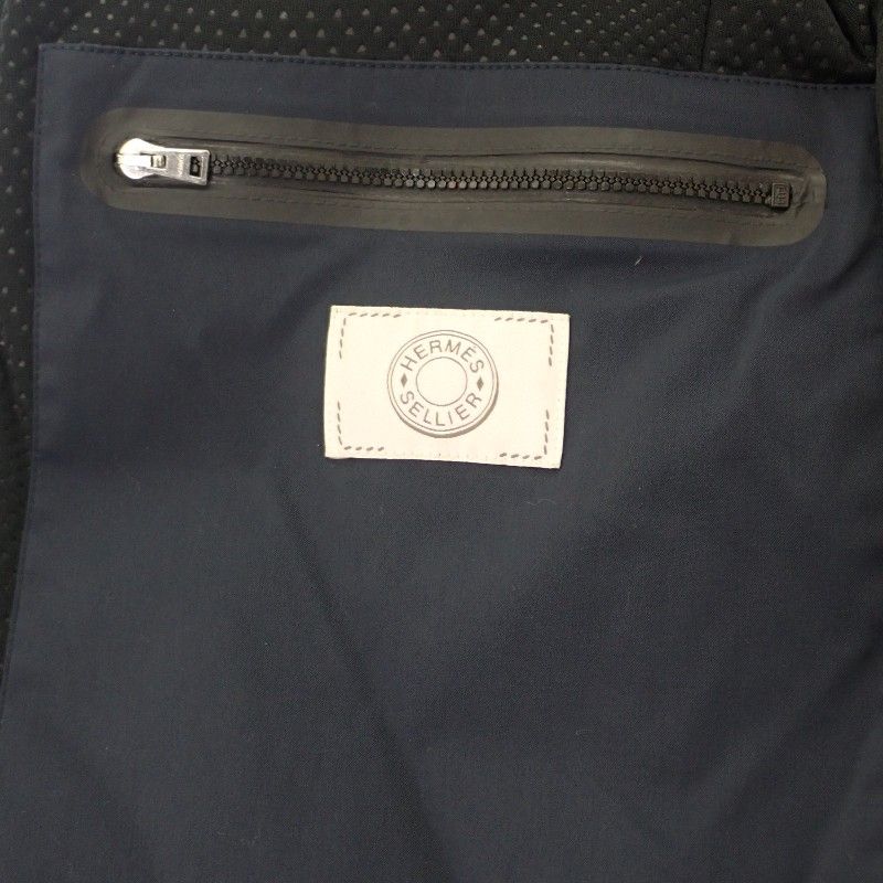 Hermes Toundra Puffer Coat M Down Jacket Nylon Polyester Navy