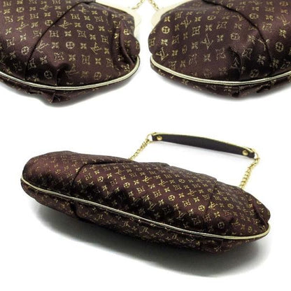 Louis Vuitton Monogram Satin Ommonier Clasp Chain Bag Brown Gold
