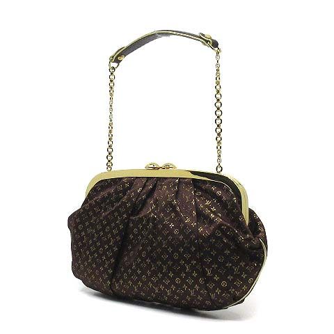 Louis Vuitton Monogram Satin Ommonier Clasp Chain Bag Brown Gold