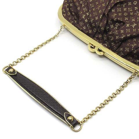 Louis Vuitton Monogram Satin Ommonier Clasp Chain Bag Brown Gold
