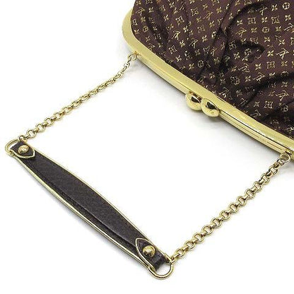 Louis Vuitton Monogram Satin Ommonier Clasp Chain Bag Brown Gold