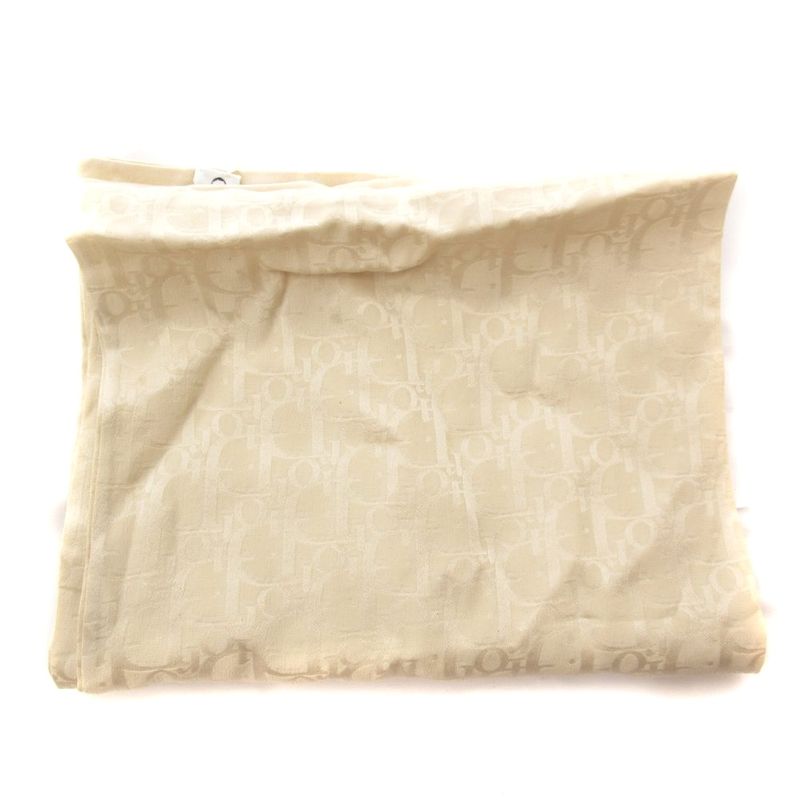 Dior Christian Vintage Trotter Shawl Scarf Square Silk Beige