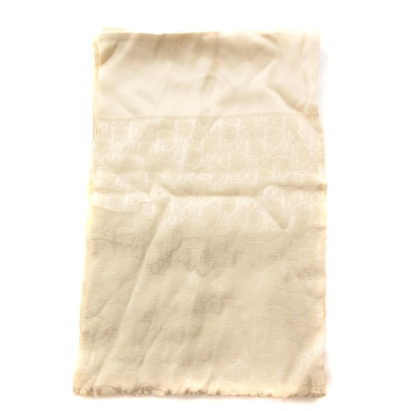Dior Christian Vintage Trotter Shawl Scarf Square Silk Beige