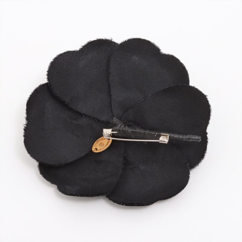 Chanel Camellia Fabric Corsage Brooch Black