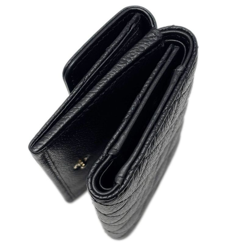 Chanel Wallet Trifold Voice Quilted Caviar Leather Small Black Champagne Gold