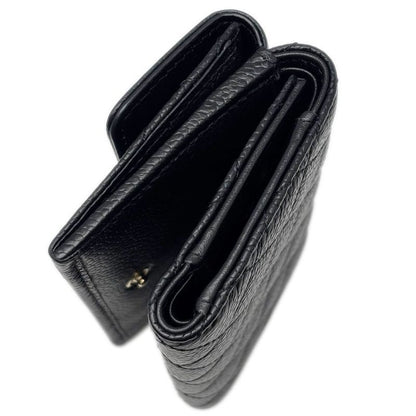 Chanel Wallet Trifold Voice Quilted Caviar Leather Small Black Champagne Gold