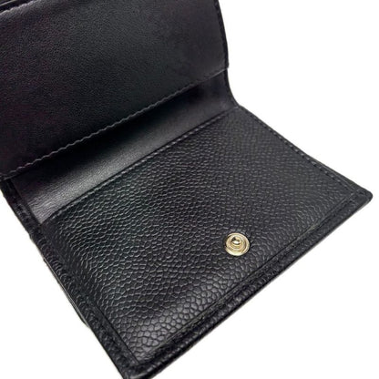Chanel Wallet Trifold Voice Quilted Caviar Leather Small Black Champagne Gold