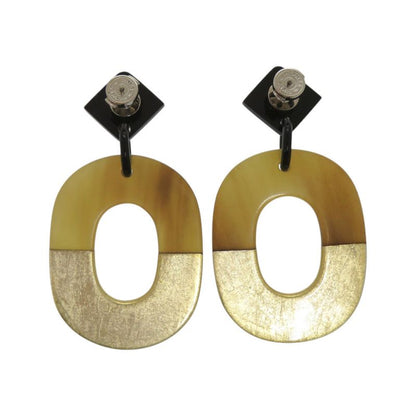 Hermes Isum Buffalo Horn Lacquer Brown Earrings