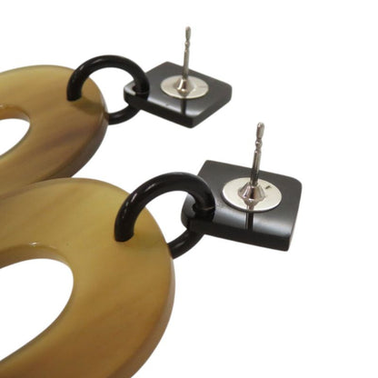 Hermes Isum Buffalo Horn Lacquer Brown Earrings