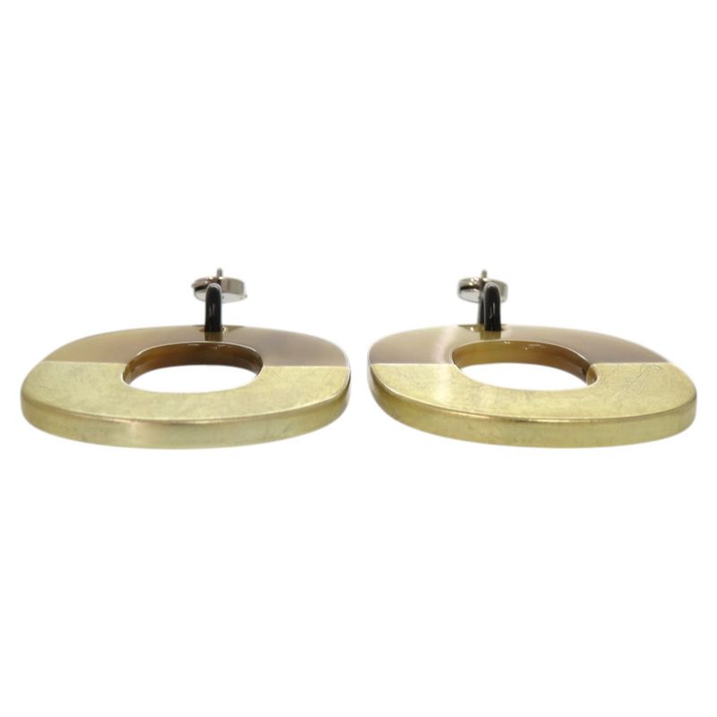 Hermes Isum Buffalo Horn Lacquer Brown Earrings