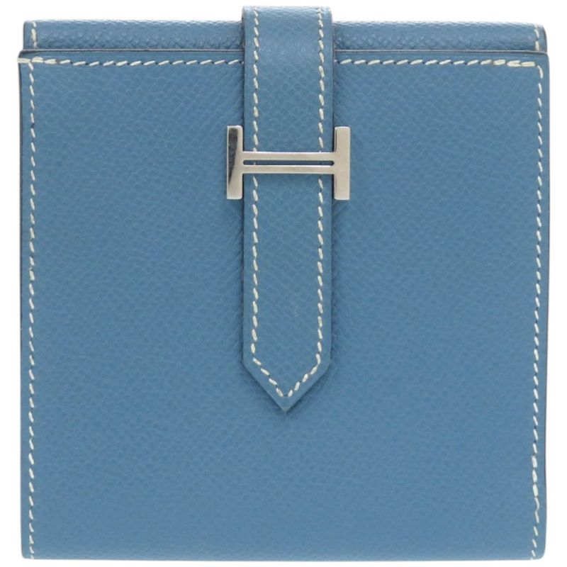 Hermes Hook Wallet Bearn Recto Verso Veau Epsom Blue Jean Bifold
