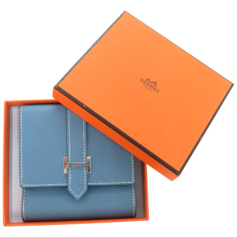 Hermes Hook Wallet Bearn Recto Verso Veau Epsom Blue Jean Bifold