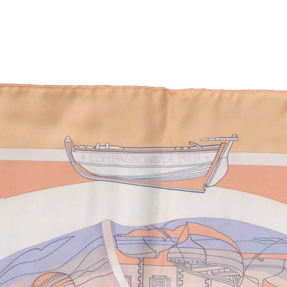 Hermes Carre 90 Friends of the Sea Compagnons de Mer Silk Orange Pastel Purple