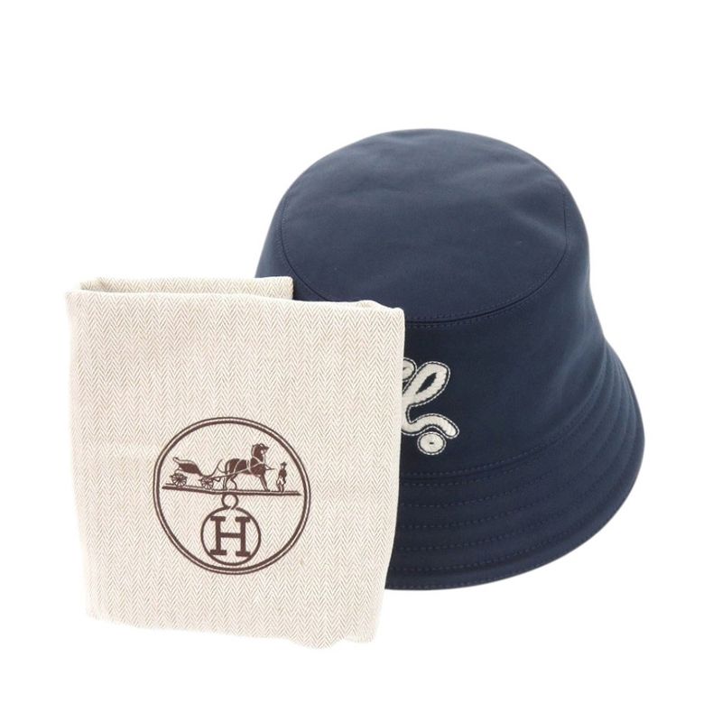 Hermes Harper Nautic Bucket Hat Cotton Blue Berry Navy Hat