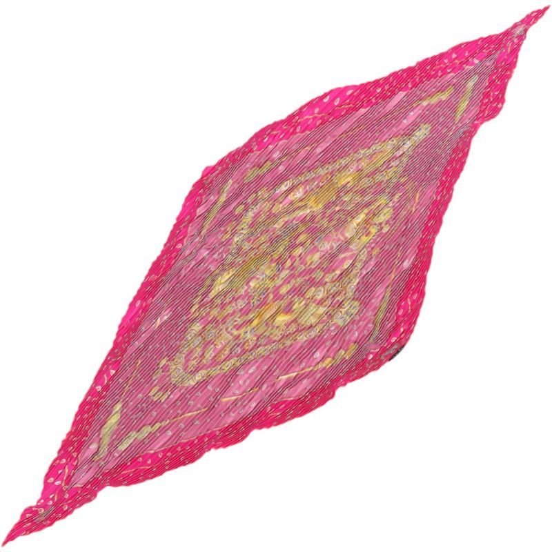 Hermes Losange Pleats Carre Silk Pink Scarf