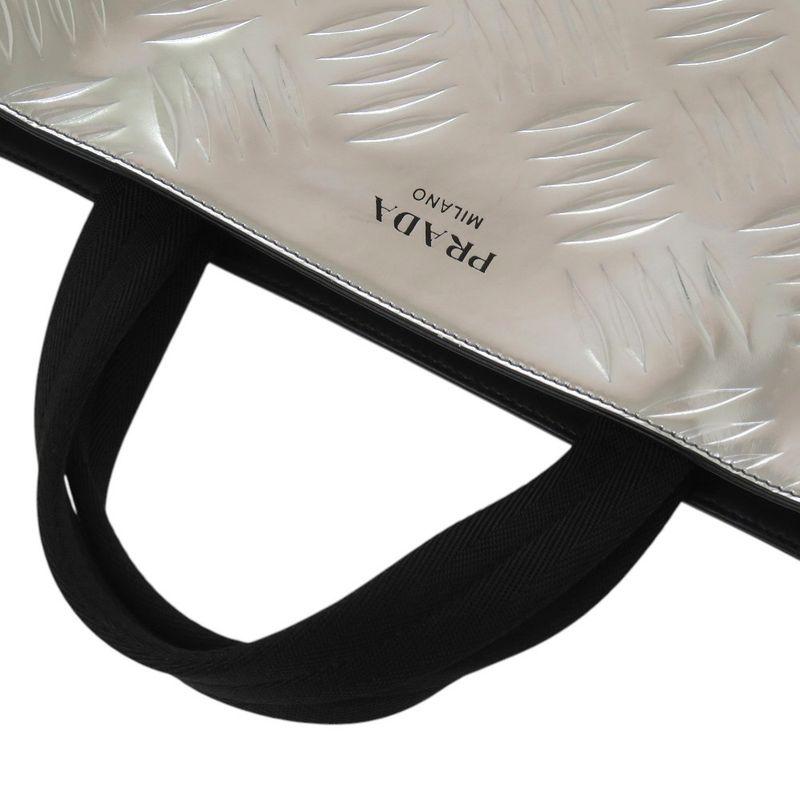 Prada Brushed Leather Silver Tote