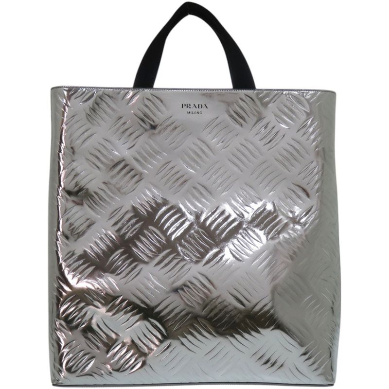 Prada Brushed Leather Silver Tote