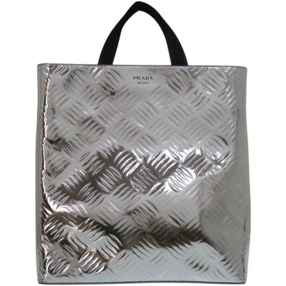 Prada Brushed Leather Silver Tote