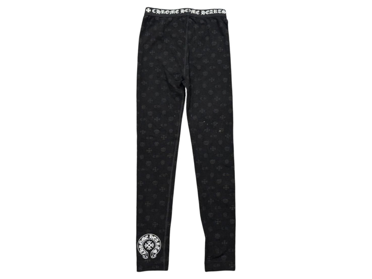 Chrome Hearts Horseshoe Leggings All Over Print Black White Cotton XS