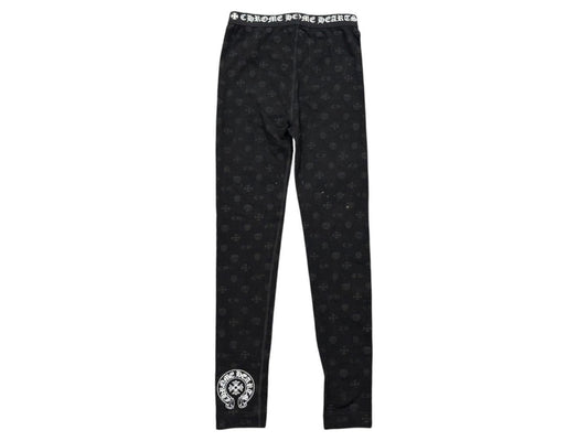 Chrome Hearts Horseshoe Leggings All Over Print Black White Cotton XS
