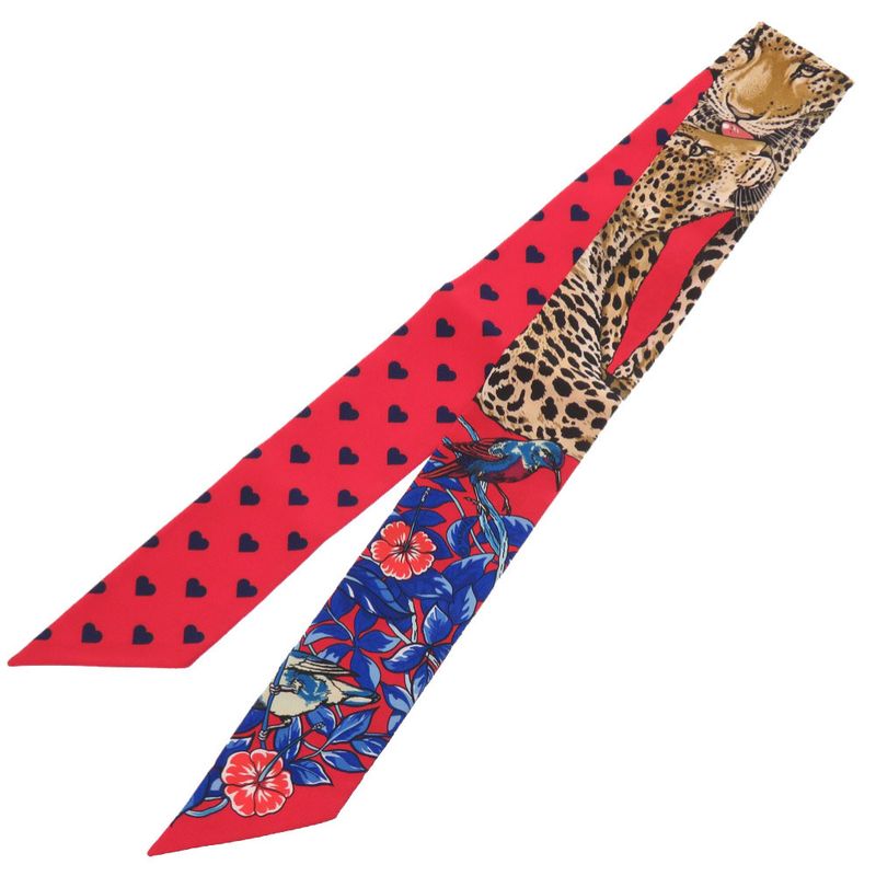 Hermes Heart Twilly Jungle Love Silk Rouge Marine Fauve Scarf
