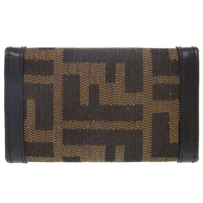 Fendi Zucca Canvas Leather Brown 6 Key Case