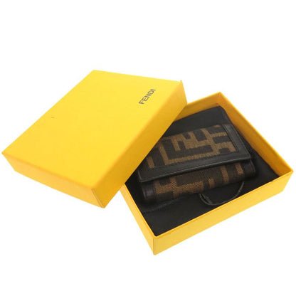 Fendi Zucca Canvas Leather Brown 6 Key Case