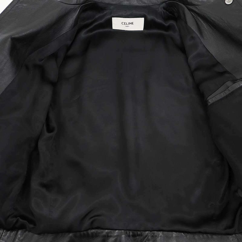 Celine Aviator Soft Drum Lambskin Leather Jacket Black 44