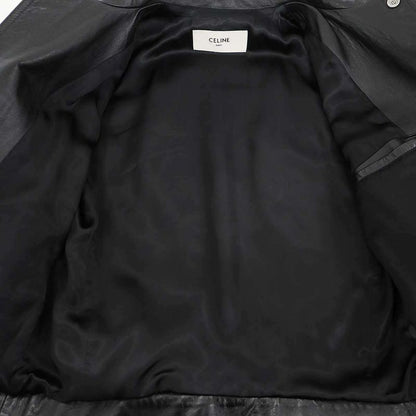 Celine Aviator Soft Drum Lambskin Leather Jacket Black 44