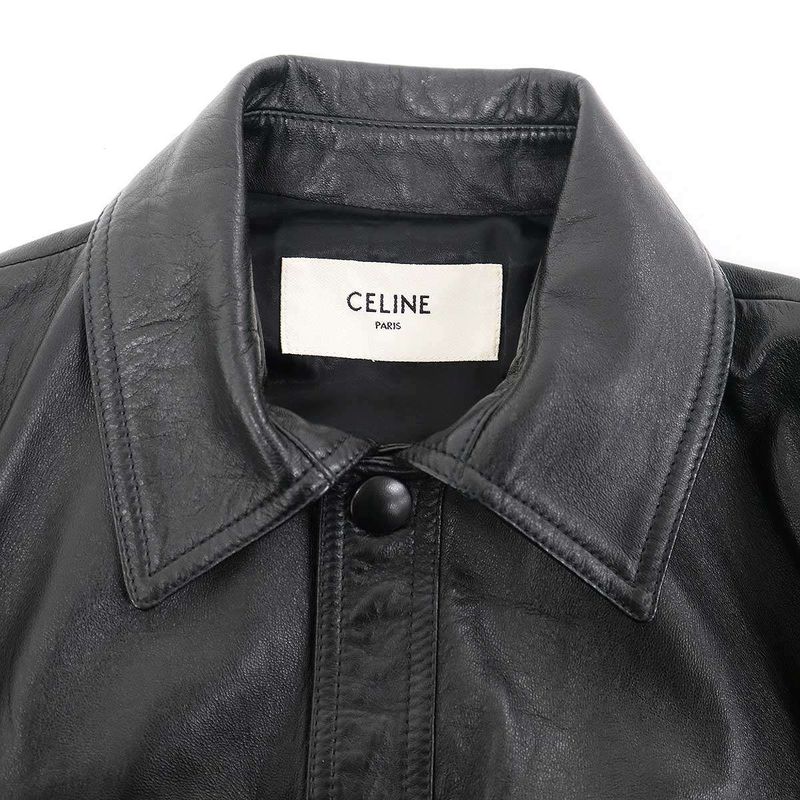 Celine Aviator Soft Drum Lambskin Leather Jacket Black 44