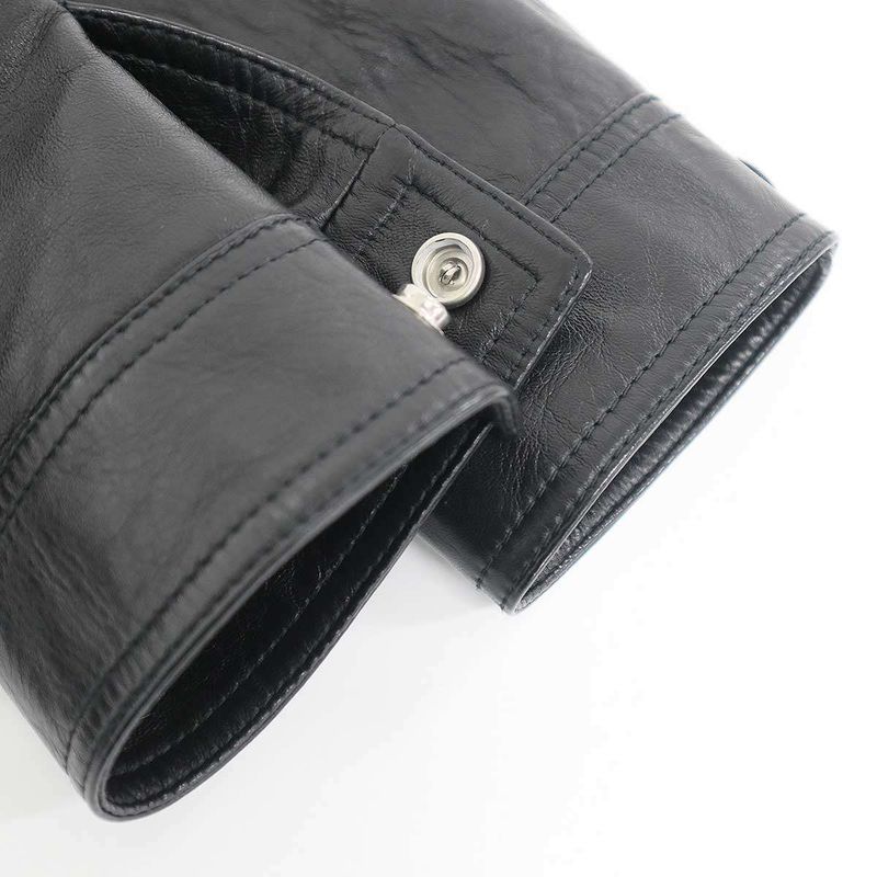 Celine Aviator Soft Drum Lambskin Leather Jacket Black 44