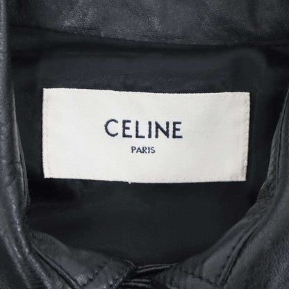 Celine Aviator Soft Drum Lambskin Leather Jacket Black 44