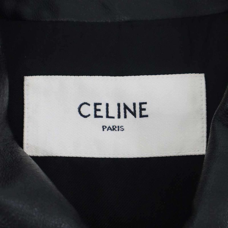 Celine Soft Lambskin Classic Straight Leather Jacket Black 44